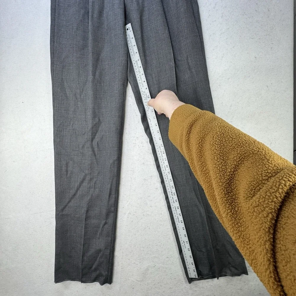 NWT Bachrach Super 120's Wool Pants 36 R X 36" Unhemmed Grey Pleated Lightweight - Picture 6 of 10